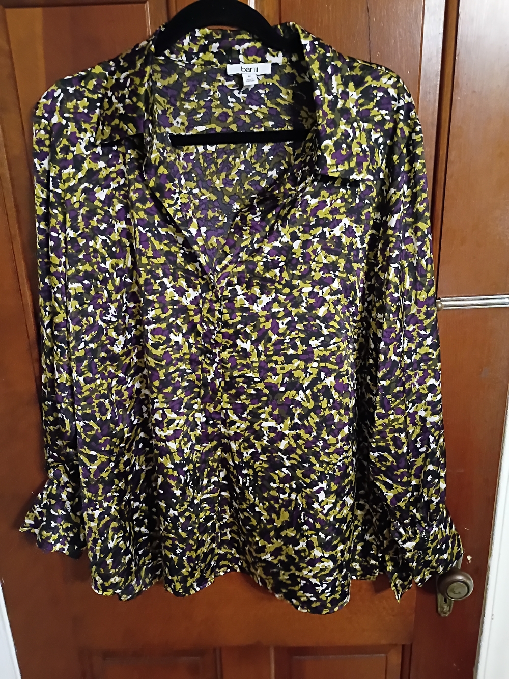 bar III Purple Floral Button-Front Women's Blouse Size 1X